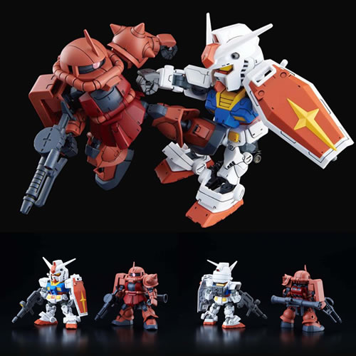 SD Cross Silhouette Model Kits - Gundam Build Divers Re:Rise - RX-78-2 Gundam & MS-06S Zaku II