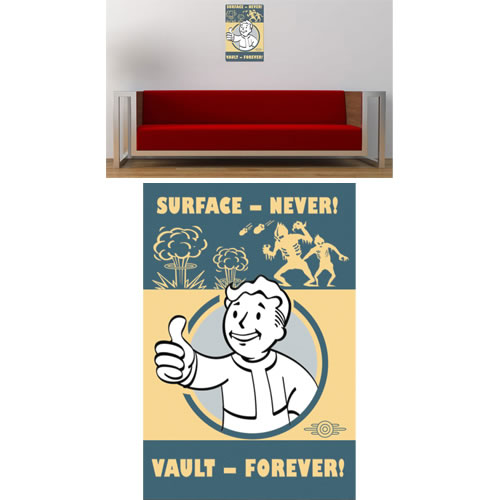 Fallout 4 Metal Sign - Vintage "Surface Never - Vault Forever" Replica