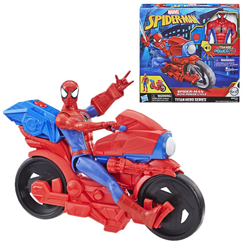 Spider-Man Vehicles - 12" Titan Hero Series - Spider-Man w/ Power FX Cycle - 0000