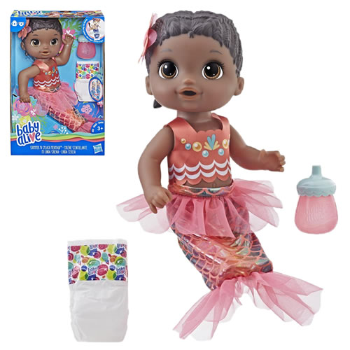 Baby Alive Dolls - Shimmer n Splash Mermaid Baby (African American) - AX01