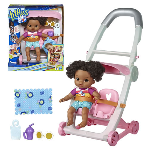 Baby Alive Dolls - Littles - Push n' Kick Stroller Baby (African American) - AX02