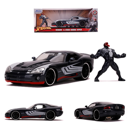 1:24 Scale Diecast - Hollywood Rides - Marvel - 2008 Dodge Viper SRT10 w/ Venom Figure