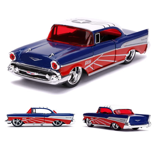 1:32 Scale Diecast - Hollywood Rides - Marvel - 1957 Chevy Bel Air (Falcon Deco)