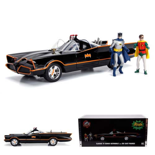 1:18 Scale Diecast - Hollywood Rides - DC - 1966 Classic TV Series Batmobile w/ Batman & Robin Figures