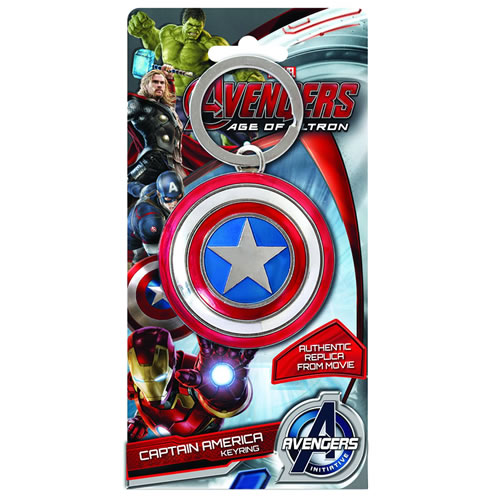 Marvel Keychains - Avengers 2 Age Of Ultron Movie - Captain America Shield Colored Pewter