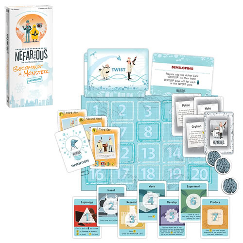 Boardgames - Nefarious The Mad Scientist Game Becoming A Monster Expansion Pack