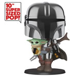 Pop! Star Wars - The Mandalorian - 10" Super Sized Chrome Mandalorian w/ The Child