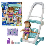 Baby Alive Dolls - Littles - Push n' Kick Stroller Baby (Brunette) - AX00