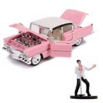 1:24 Scale Diecast - Hollywood Rides - Elvis - 1955 Cadillac Fleetwood (Pink) w/ Elvis